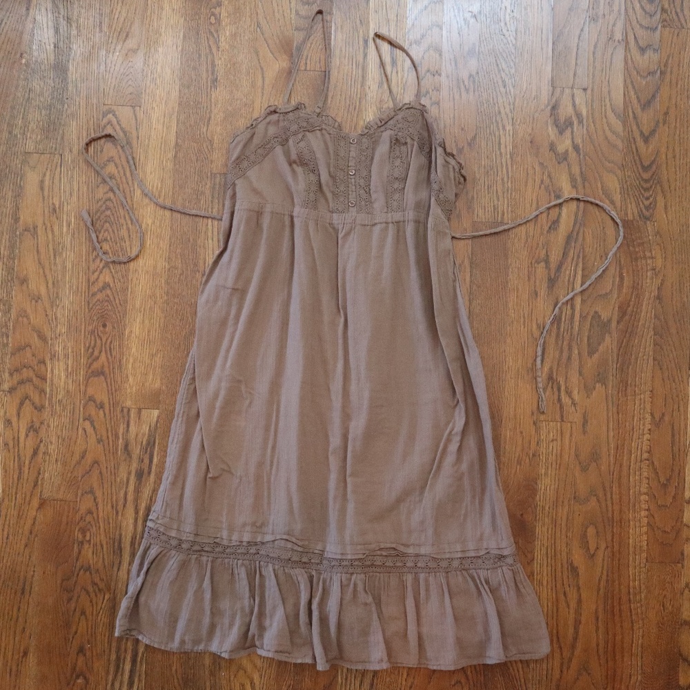 Old Navy Midi Brown Ruffle Babydoll Dress